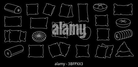 Ensemble de contours d'oreillers. Oreillers confortables pour dormir. Illustration vectorielle. Illustration de Vecteur