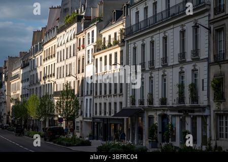 Rangée d'immeubles dans le 6ème arrondissement sur la rive gauche de la Seine, Paris, France Banque D'Images