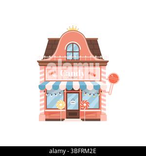 Bâtiment de magasin de bonbons dans le style plat. Agrafe Illustration de Vecteur