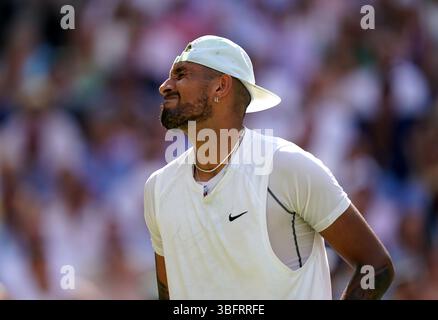 Photo du dossier datée du 10-07-2022 de Nick Kyrgios manquera Wimbledon pour une troisième année consécutive après un autre revers de blessure. Date d'émission : mardi 3 juin 2025. Banque D'Images