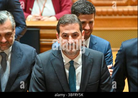 Lisbonne, Portugal. 03 juin 2025. La première session plénière de la XVIIe législature du Parlement portugais a lieu à l'Assemblée de la République à Lisbonne. Au cours de la session, les députés nouvellement élus prennent leurs fonctions et élisent le Président et les Vice-Présidents de l’Assemblée. Crédit : Ricardo Rocha/Alamy Live News Banque D'Images
