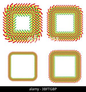 Cadres décoratifs carrés. Collection de bordures ornementales. Répétitions géométriques vectorielles. Ensemble de cadres colorés. Illustration de Vecteur