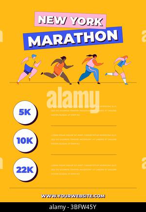 Figurines de coureurs abstraites. Illustration colorée d'un groupe de personnes, hommes et femmes, marathon en cours d'exécution ensemble. Course à pied, les gens courent, coloré Illustration de Vecteur