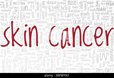 Nuage de mots d'illustration de vecteur de cancer de la peau isolé sur un fond blanc. Illustration de Vecteur