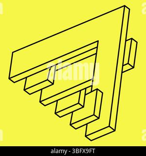 Forme impossible. Géométrie sacrée. Illusion d'optique. Objet géométrique éternel abstrait. Triangle de contour sans fin impossible. Ligne Impossible Illustration de Vecteur