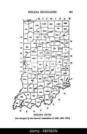 La page 217 de *limites de l'Indiana* (1967) poursuit l'étude approfondie des limites de l'Indiana, fournissant plus de détails sur les changements territoriaux historiques de l'État, avec des références et un index. Banque D'Images