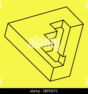Formes impossibles. Géométrie sacrée. Illusion d'optique. Objet géométrique éternel abstrait. Triangle de contour sans fin impossible. Op Impossible Illustration de Vecteur