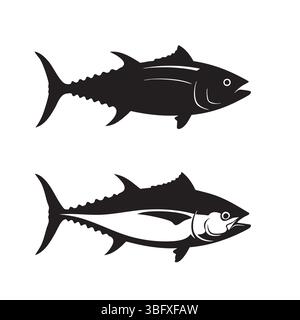 Ensemble vectoriel de silhouette de poisson de thon pour les fruits de mer, la pêche et les logos Illustration de Vecteur