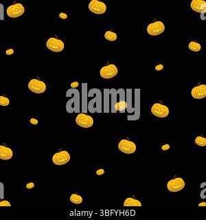 Motif sans couture d'Halloween. Motif citrouille sans couture d'Halloween. Motif d'Halloween sans couture avec citrouilles. Joyeux Halloween le 31 octobre, Jack-O-Lantern. Illustration de Vecteur