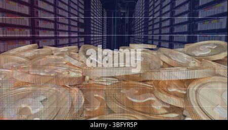 Image de pièces de monnaie avec nft et graphiques sur les serveurs Banque D'Images