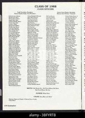 La page 174 de l'annuaire 1988 'The image' de l'Edgewood High School présente des photos de classe, mettant en évidence les différents niveaux scolaires et leurs élèves respectifs. Les images reflètent la diversité et le dynamisme du corps étudiant d'Edgewood High. Banque D'Images