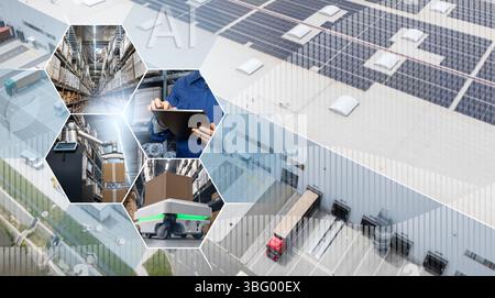 Gestion de flotte, transport de fret et concept de logistique intelligente. Banque D'Images