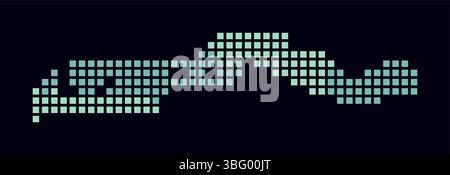 Carte en pointillés de Gambie. Carte de style numérique du pays sur fond sombre. Gambie forme avec des points carrés. Style de points colorés. Carrés de grande taille. Illustration de Vecteur