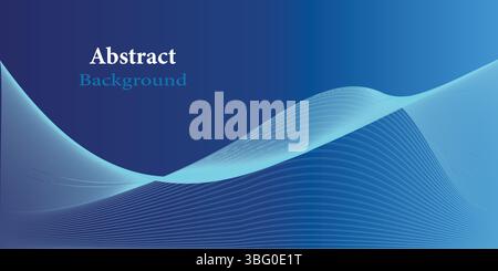 Fond d'onde abstraite bleu avec dégradé et lignes Illustration de Vecteur
