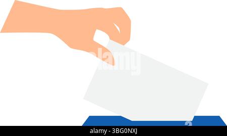 Main mettant le papier de vote dans l'urne de vote. Jour des élections. Illustration vectorielle. Fond transparent Illustration de Vecteur