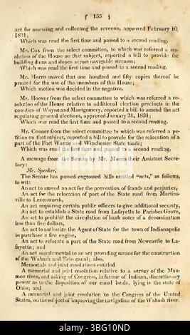 Cette page du journal Indiana House enregistre les activités quotidiennes de la 16ème session de l'Assemblée générale, à partir du 5 décembre 1831, à Indianapolis, détaillant les actions officielles et les discussions. Banque D'Images