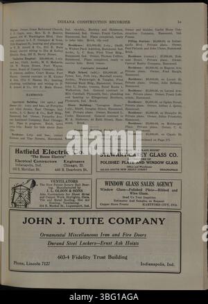 L'Indiana construction Recorder, daté du 11 juin 1927, comprend des mises à jour sur les associations de construction dans l'Indiana, les matériaux de construction et les fournitures, et des informations sur les contrats de construction et les projets attribués dans tout l'État. Banque D'Images