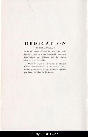 Publié par la Franklin County Historical Society en 1952, ce pamphlet fournit une liste de 50 événements historiques importants dans le comté de Franklin, Ohio, soulignant les moments clés de Columbus. Banque D'Images