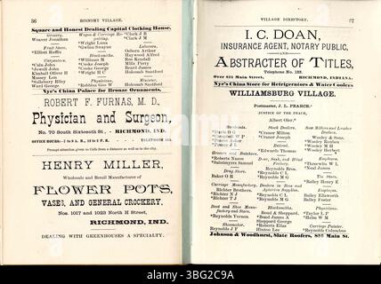 La page 54 du 1884 *Wayne County Farmers Directory* contient des listes détaillées des agriculteurs du comté de Wayne, ainsi que des croquis, des biographies et des répertoires couvrant certaines parties du comté de Preble, Ohio. Banque D'Images