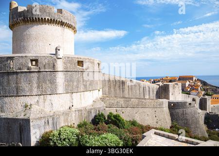 La vieille ville de Dubrovnik ville médiévale, la Tour Minceta en Croatie Banque D'Images