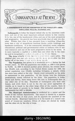 Hyman's Handbook of Indianapolis, publié en 1907, fournit une histoire détaillée de la capitale de l'Indiana, avec plus de 300 photographies qui illustrent le développement de la ville. Banque D'Images