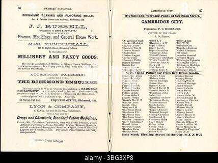 La page 15 du répertoire des agriculteurs du comté de Wayne de 1884 contient des renseignements tirés du volume 1, axé sur les agriculteurs du comté de Wayne, et du volume 2, qui offre des croquis biographiques et des répertoires pour le comté de Preble. Banque D'Images