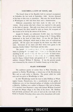 Cette brochure, publiée par la Franklin County Historical Society en 1952, répertorie cinquante événements importants qui ont eu un impact historique sur l'histoire de Columbus et du comté de Franklin, Ohio. Banque D'Images