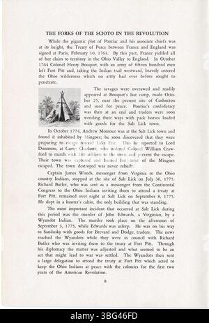Publié par la Franklin County Historical Society en 1952, ce pamphlet énumère 50 événements importants dans l'histoire du comté de Franklin, Ohio, en se concentrant sur des moments importants dans le développement de Columbus. Banque D'Images