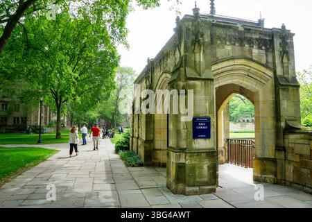 Anne T. & Robert M. Bass Library, Bibliothèque, Université de Yale, extérieur du bâtiment, 110 Wall Street, New Haven, Connecticut, États-Unis Banque D'Images