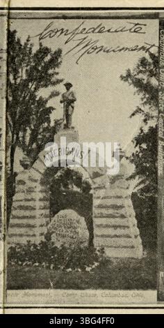 Une carte postale vue à vol d'oiseau de 1908 représentant diverses scènes de Columbus, Ohio, présentant des bâtiments importants et la disposition de la ville au début du XXe siècle. Banque D'Images