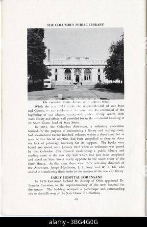 Ce dépliant, publié par la Franklin County Historical Society en 1952, met en lumière cinquante événements qui marquent l’histoire de Columbus et du comté de Franklin, offrant un aperçu du développement historique de la région. Banque D'Images