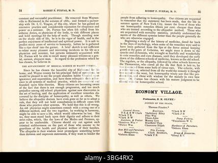 La page 53 du 1884 *Wayne County Farmers Directory* comprend des listes d'agriculteurs du comté de Wayne, Indiana, ainsi que des croquis, des biographies et des répertoires de villages et de parties du comté de Preble, Ohio, compilés par B.F. Morgan. Banque D'Images