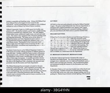 Cette section du Plan directeur global de 1993 pour les loisirs et les parcs de Hilliard détaille les stratégies visant à agrandir les installations récréatives et à améliorer les parcs existants, afin de s’assurer que les parcs de Hilliard répondent aux besoins récréatifs futurs. Banque D'Images