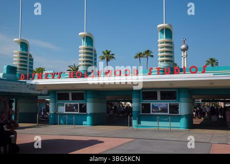 La porte d'entrée du parc d'attractions Disney Hollywood Studios, Disney World, Kissimmee, Floride, Banque D'Images