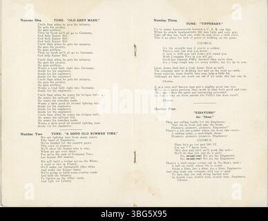 Program for the Regimental Smoker, un événement social organisé à l'école de formation des officiers ingénieurs à Fort Leavenworth, au Kansas, le 19 novembre 1917. Il présentait des chansons, des sketchs et des rafraîchissements pour le personnel militaire. Banque D'Images