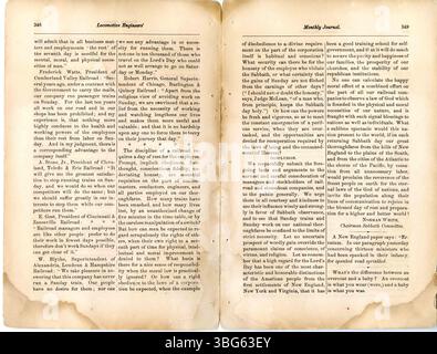 L'édition d'août 1869 du journal mensuel de la Fraternité des ingénieurs de locomotive comprend des articles sur des sujets ferroviaires locaux et nationaux touchant les mécaniciens de locomotive. Banque D'Images
