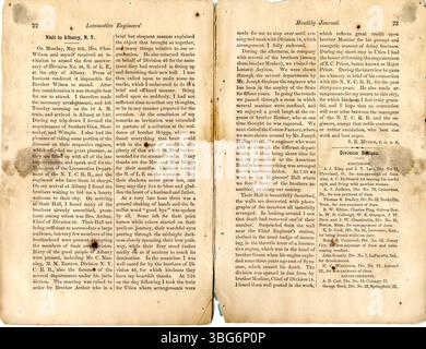 Ce numéro d'avril 1867 de la Brotherhood of locomotive Engineers Monthly Journal contient des articles et des notes de division axés sur le département des locomotives des chemins de fer, avec un contenu local et national. Banque D'Images