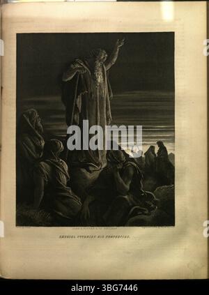 Cette image de 1873, tirée de la Bible de la famille née, représente Ezéchiel prononçant ses prophéties. La famille née était une importante famille du village allemand de Columbus, connue pour sa grande brasserie. Banque D'Images