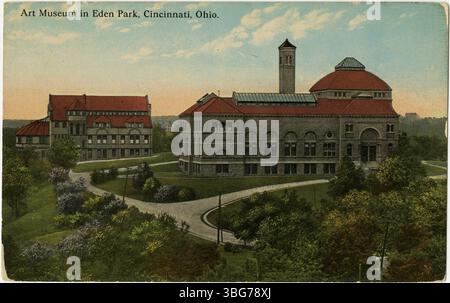 Carte postale en couleur représentant le Musée d'Art situé à Eden Park, Cincinnati, Ohio, une institution culturelle remarquable dans la ville. Banque D'Images