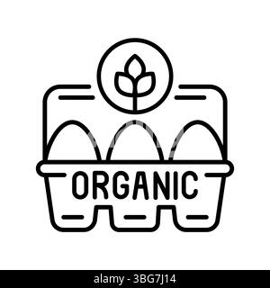 icône de ligne noire d'oeufs biologiques pour les projets numériques et d'impression. Icônes nettes minimales pour les applications et les sites Web. Icônes simples modernes pour UI UX et branding Illustration de Vecteur