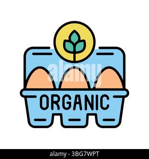 icône de ligne de couleur d'oeufs biologiques pour les projets numériques et d'impression. Icônes nettes minimales pour les applications et les sites Web. Icônes simples modernes pour UI UX et branding Illustration de Vecteur