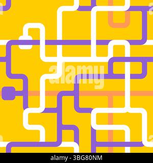 Modèle d'infrastructure de l'eau sans couture - conception géométrique de labyrinthe de tuyaux de raccordement. Fond coloré de tuyauterie utilitaire. Illustration de Vecteur