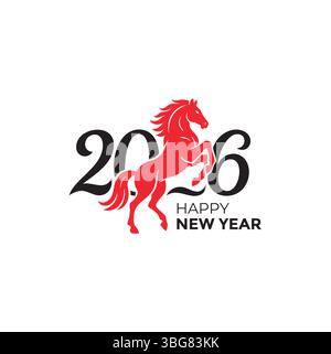 Bonne année 2026 . Année du cheval Illustration de Vecteur