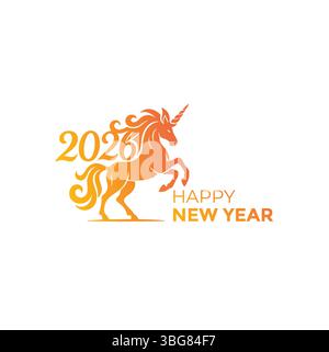 Bonne année 2026 . Année du cheval Illustration de Vecteur