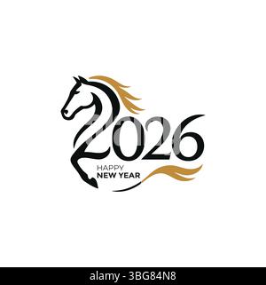 Bonne année 2026 . Année du cheval Illustration de Vecteur