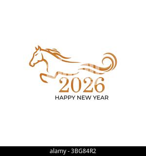 Bonne année 2026 . Année du cheval Illustration de Vecteur