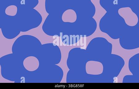 Fond de fleurs groovy. Motif naïf floral dessiné à la main. Design minimaliste abstrait dans le style hippie rétro des années 60-70 Illustration de Vecteur