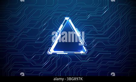 Fond technologique bleu futuriste avec portail triangulaire ai brillant Illustration de Vecteur