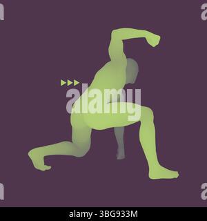Position de départ à l'athlète prêt à démarrer une course. Runner prêt pour l'exercice de sports. Corps humain Ìîäåëü. Symbole du sport. Illustration 3D de vecteur. Illustration de Vecteur