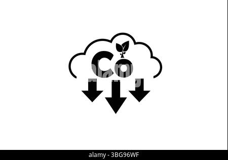 Icône de ligne de contamination atmosphérique. Réduction du CO2 à effet de serre avec le pictogramme linéaire Cloud Emission. Icône de pollution par le dioxyde de carbone dans l'air. Edita Illustration de Vecteur